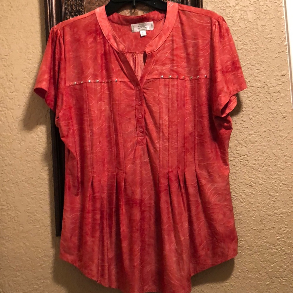 Gently worn Shannon Ford New York Petite. Rust color Pleated. Embroidery design